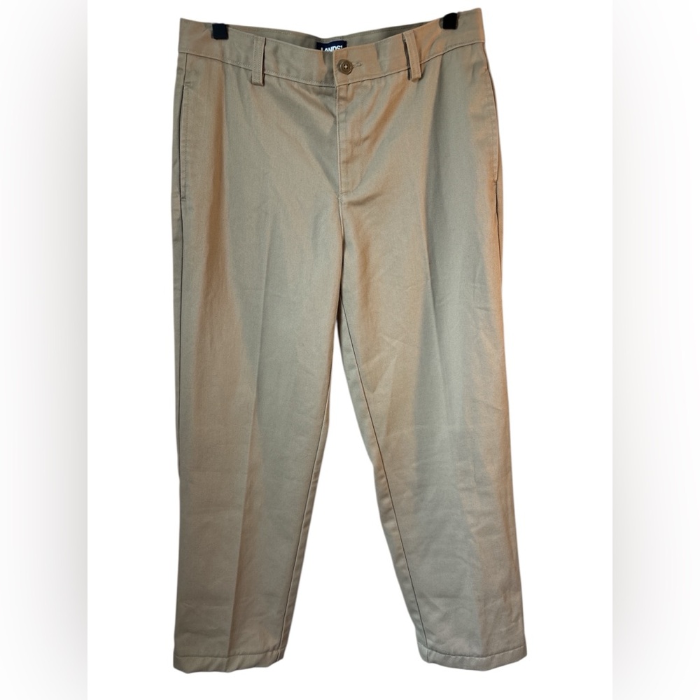 NWT Lands End Boys Khaki Pants, Adjustable School Uniform Dress Pant Size 16